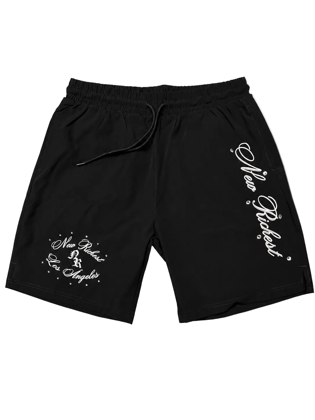 New Richest Script Rhinestone Shorts